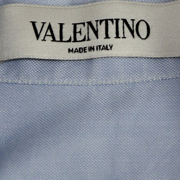 Valentino S.p.A Soft Powder Blue Chambray Long Sleeve Bow Blouse, Size 4 - Picture 7 of 10